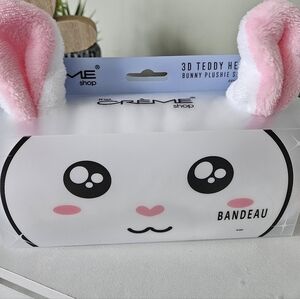 Crème Shop Pink & White 3D Teddy Bunny Plush Headband